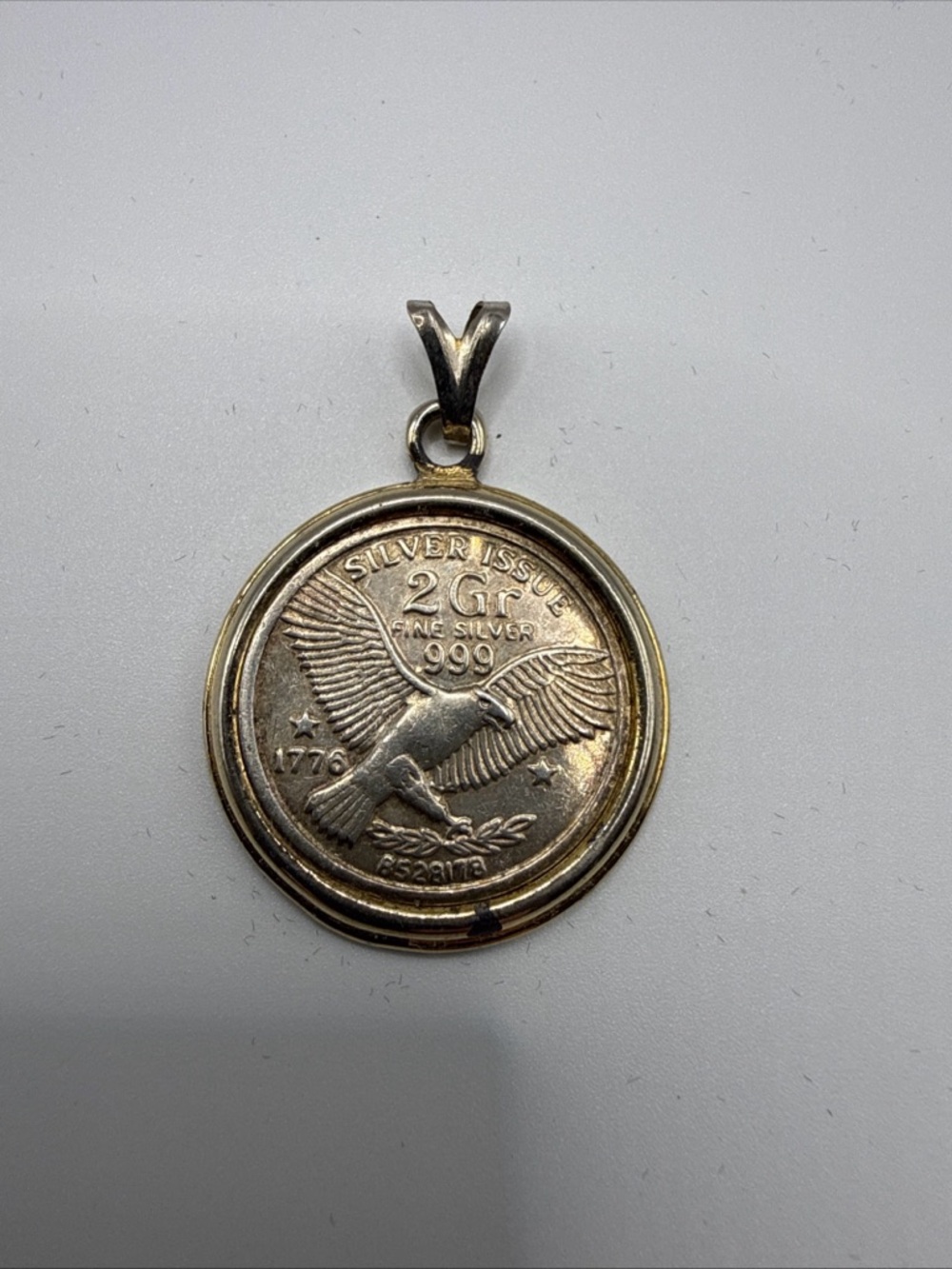 Sterling Silver Eagle Coin Pendant - Two-Tone Silver